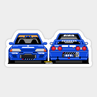 Nissan Skyline R-32 Calsonic Pixel Art Sticker